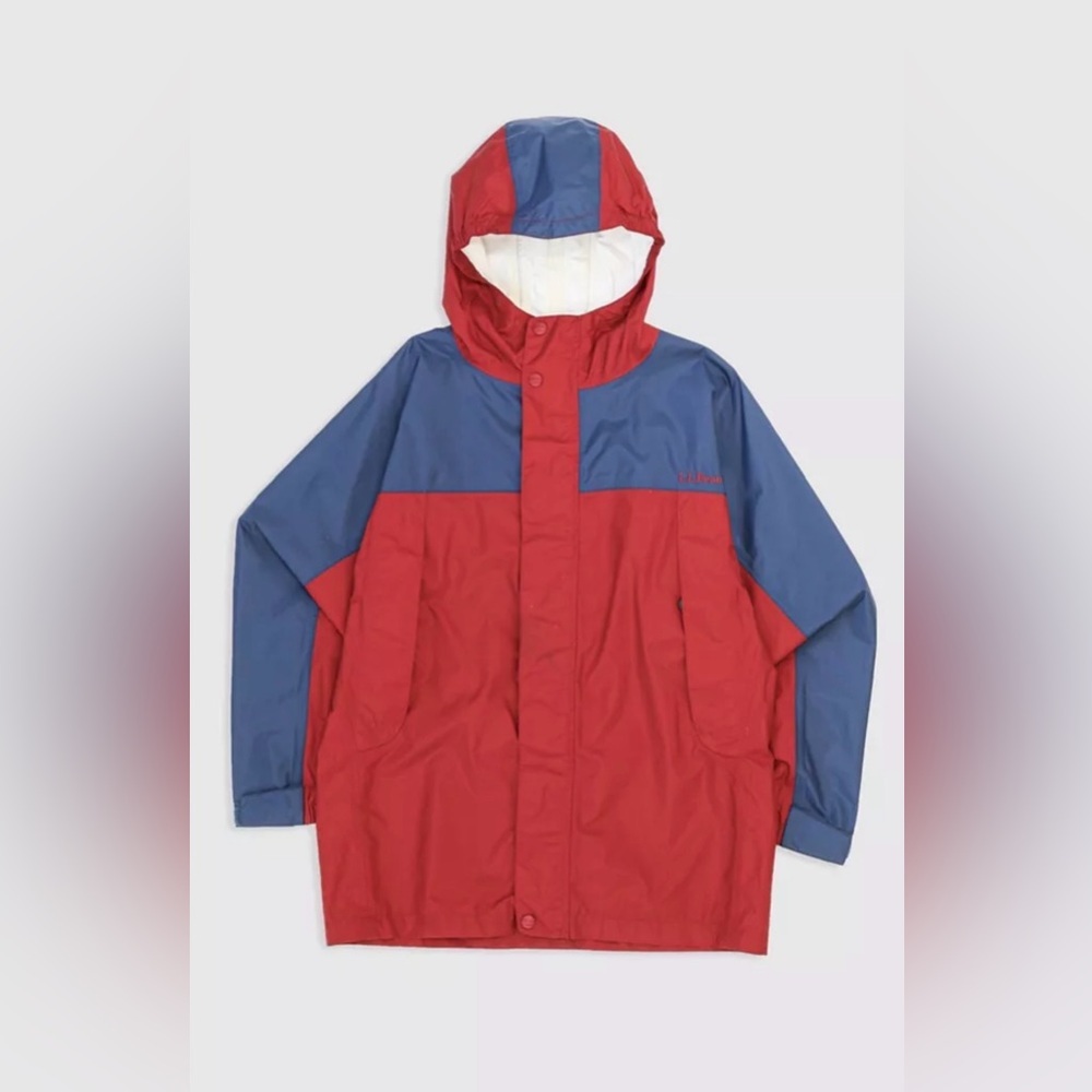 L.L. Bean Vintage Trailmode Windbreaker Kids Red Nylon Jacket Size XL (18)